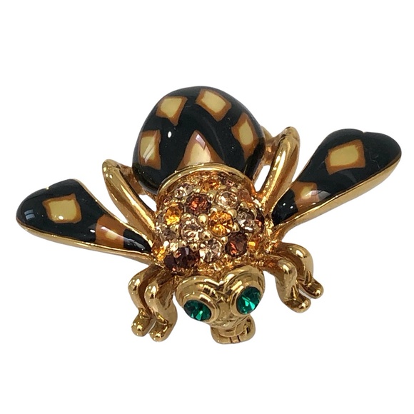 JOAN OF THE JUNGLE JOAN RIVERS ENAMEL BLACK BROOCH - Picture 2 of 16